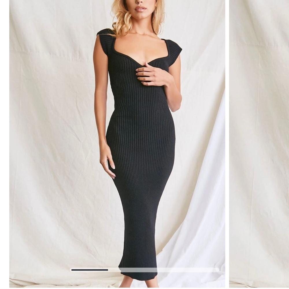 Forever21 Black Midi Ribbed Dress